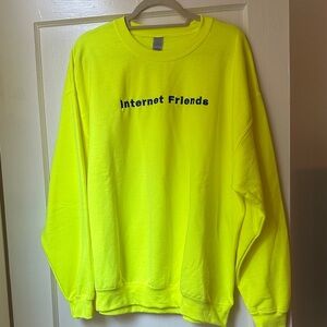 Neon Yellow Sweatshirt with Internet Friends Print